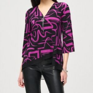 Joseph Ribkoff Black Purple Hi/Lo Tunic Top 14